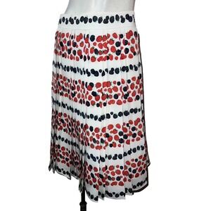 J Crew Size 2 Pleated Berry Raspberry Blackberry Print Midi Skirt Career Preppy